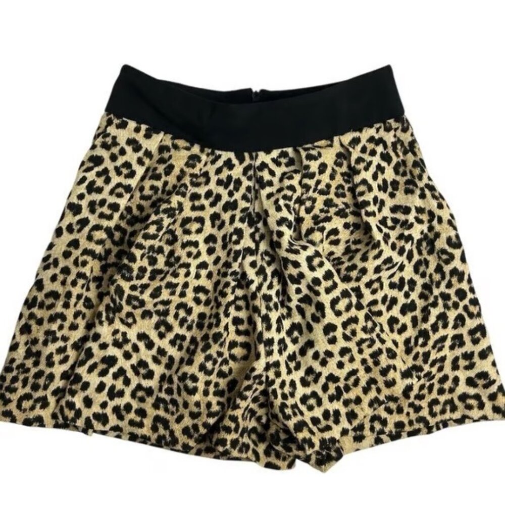 Zara Leopard Print Skort with Black Waistband